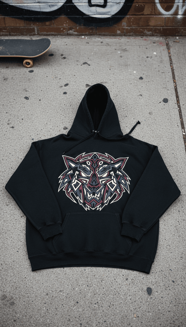 Oversized hoodie with island graphic printed on front